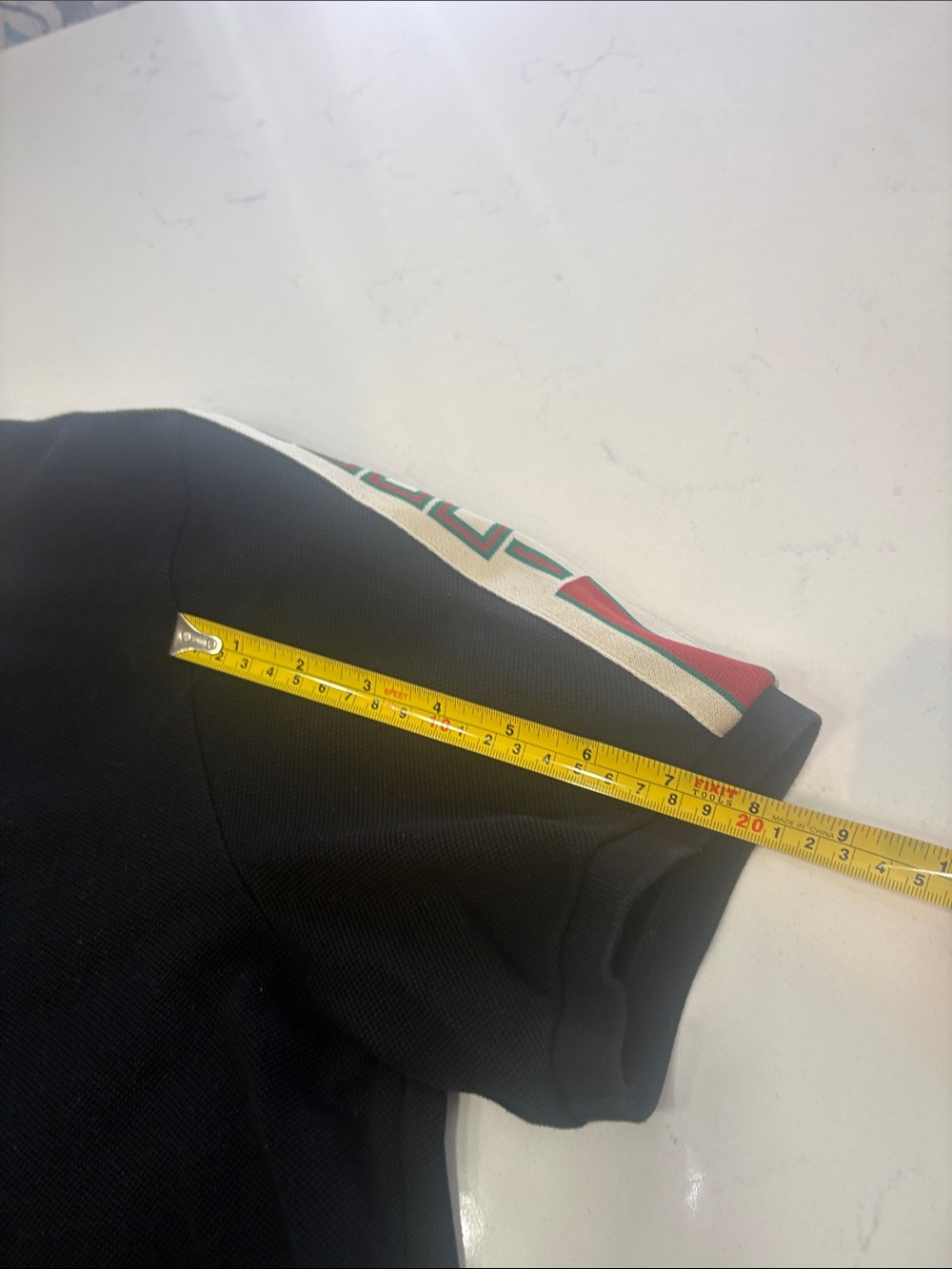 Gucci Black Polo with Beige Collar and Red Stripe Shoulder Tape - Picture 6 of 6
